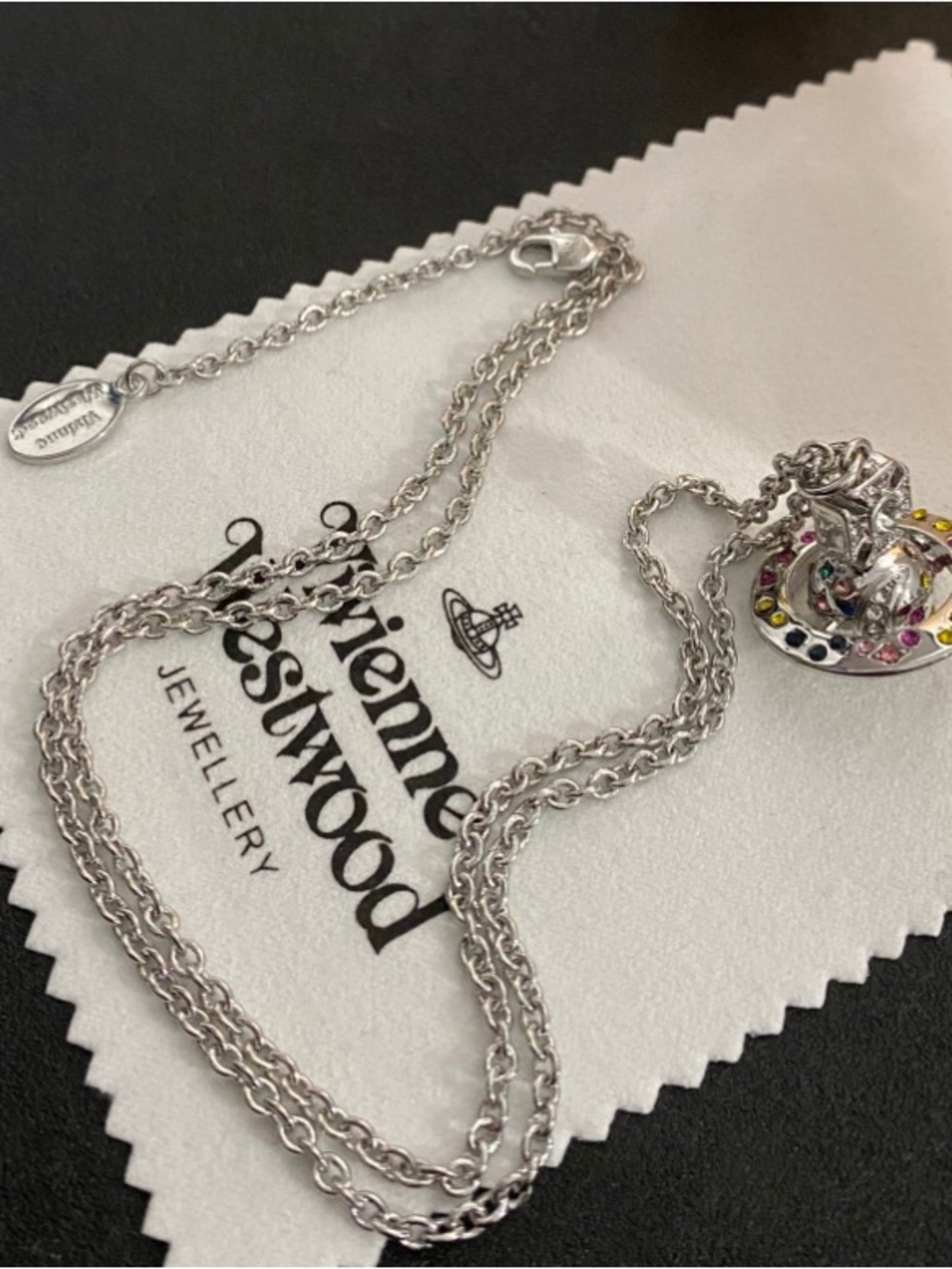 Vivian Westwood Rainbow Large Spherical Crystal Ring Pendant Necklace - Picture 4 of 5